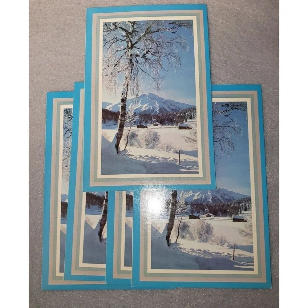 ARTISTS Christmas Cards Adult‎ Set of 25 Blue New Winter Landscape Folded